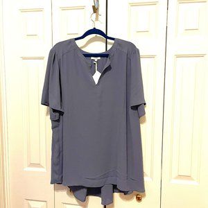 Pleione Blouse High/Low Notched Tunic Top